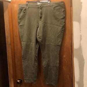 Plus size olive green jeans